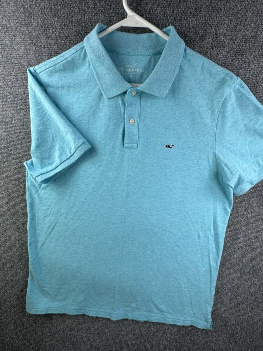 Vineyard Vines Men Short Sleeve Polo Shirt Blue Medium Cotton Stretch Whale Logo